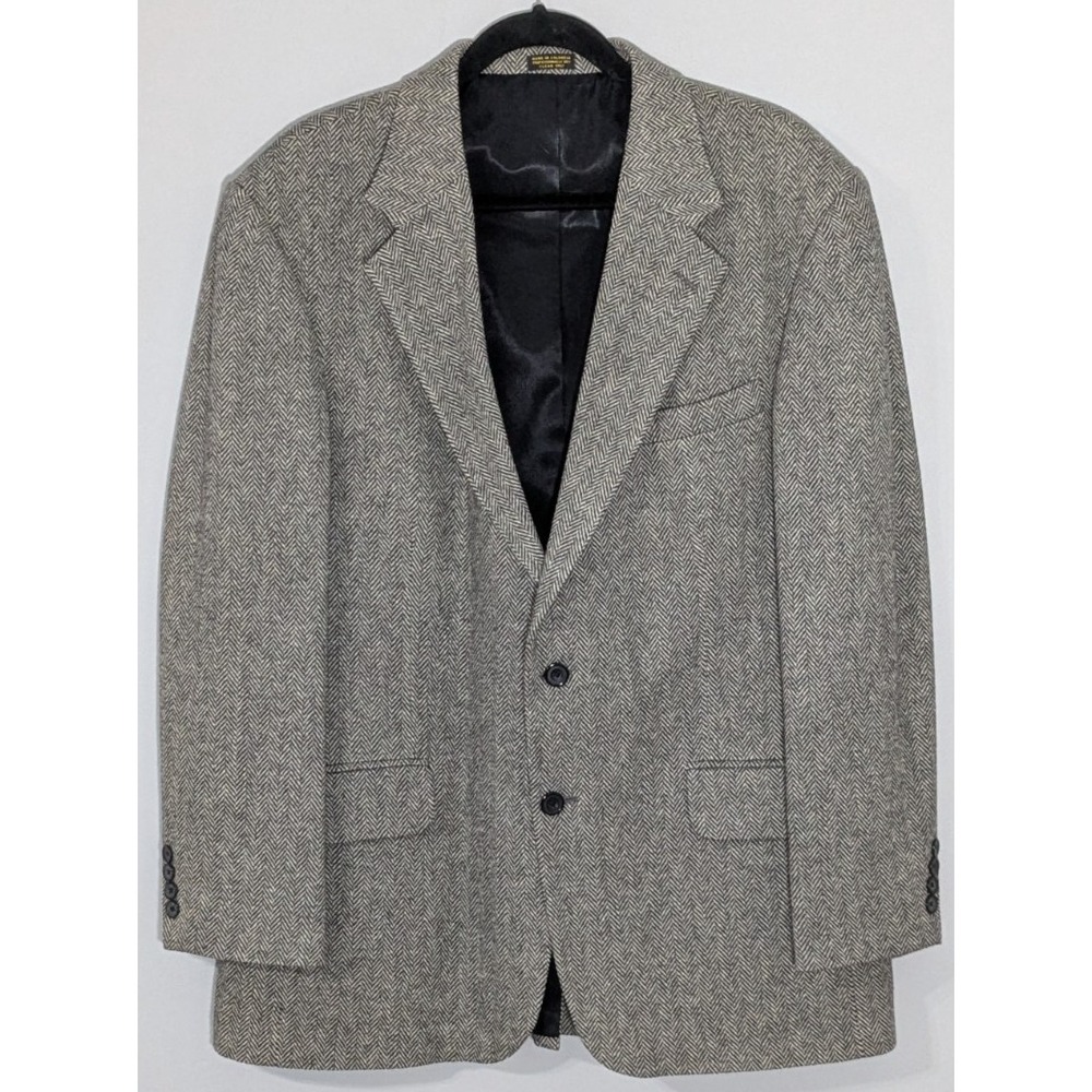 Robert Stock Signature Tweed Blazer Wool/Lambswool Herringbone Ivy Academia 43R